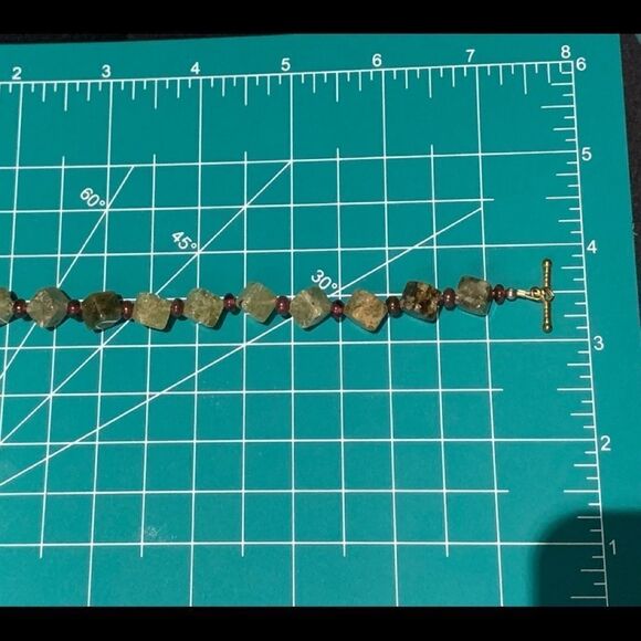 Vtg agate squares bracelet heart toggle clasp - Picture 6 of 7